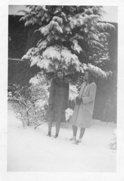 Two Students in Front of Noanette in Winter