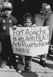 Protest of the film "Fort Apache, The Bronx," 1980 (Fort Apache is an Anti Black Anti-Puerto Rican Movie)
