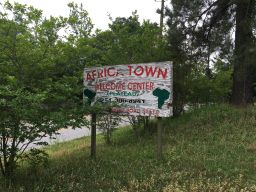 Africatown Welcome Center sign