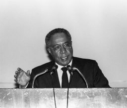 Author Alex Haley spoke on campus in October 1983.