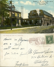 Residence of Mr. Ambrose West and His Pioneer Knitting Mills, Plymouth, PA