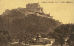 46203. Edinburgh: Ross Fountain & Castle; verso: Sepiatone Series. Published by The Photochrom Co. Ltd London and Turnbridge Wells [divided back, no message]
