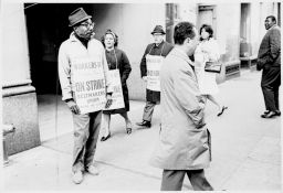 ILGWU Local 40 members on strike against the Rainbow Belt Company for higher wages (see "Justice" excerpt), November 1, 1967