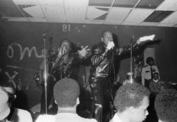 Almighty Kay Gee and Easy AD of the Cold Crush Brothers at an unidentified venue in New Jersey