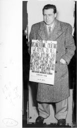 Organizer Arthur Jacobson on February 2, 1954, at James Knitting Mills, 2887 Atlantic Ave., Brooklyn, NY