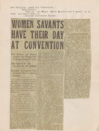 Women Savants Have Their Day at Convention article (American Association for the Advancement of Science).