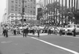 Celebrants and police at the 1985 Puerto Rican Day Parade
