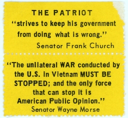 Night Raiders -- The Patriot “Strives To Keep His Government From Doing What Is Wrong.” -- Senator Frank Church