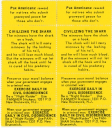 Night Raiders -- Pax Americana -- Civilizing the Shark -- Preserve Your Moral Balance