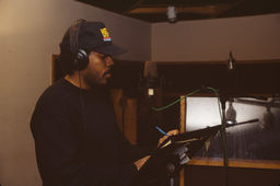 Easy AD of the Cold Crush Brothers recording a commercial for Funkmaster Flex, D&D Studios
