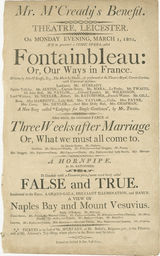 Fontainbleau [Fontainebleau], Theatre, Leicester [Playbill for performance March 1, 1802]