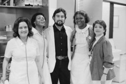 Dr. Perodin with nurses, Lincoln Hospital