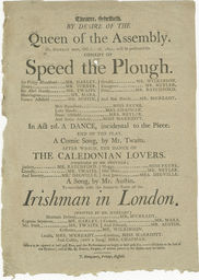 Speed the Plough, Theatre, Sheffield [Playbill for performance October 26, 1801]