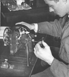 Student working with equipment in lab