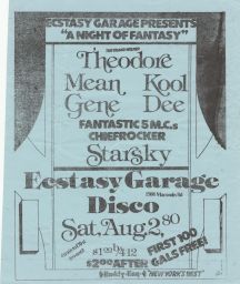 Ecstasy Garage Disco, Aug. 2, 1980