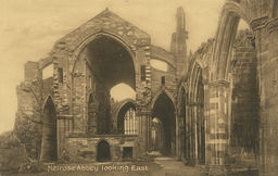 Melrose Abbey looking East; verso: H. D. Hood, The Abbey, Melrose [divided back, no message]