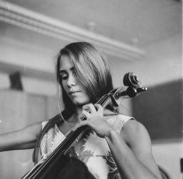 Sharon Robinson playing cello at Summer School of Music, 1970