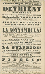 La Sonnambula, Theatre Royal, Drury Lane, London [Playbill for performance July 15, 1837]