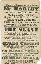 The Slave, Theatre Royal, Drury Lane, London [Playbill for performance May 4, 1835]