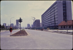 Large buildings along a boulevard (Novi Beograd, Belgrade, RS)