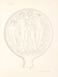 Fufluns und Vesuna (drawing of a decorated hand mirror).