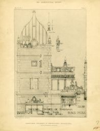 Dormitory Quadrangles, Memorial Tower (built 1894-1896, Cope and Stewardson, architects), architectural drawing