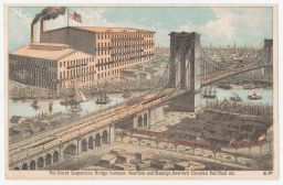 The Great Suspension Bridge between New York and Brooklyn, later named the Brooklyn Bridge.