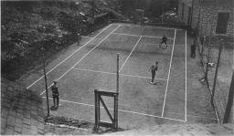 Tennis court with players