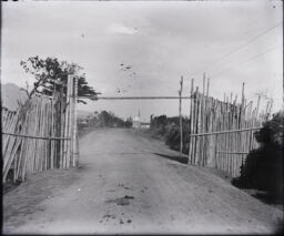 Bamboo stockade around concentration camp Luzon