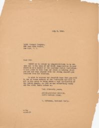 Rubin Saltzman to Rabbi Bernard Bergman Congratulating him on the Election, July 1943 (correspondence)