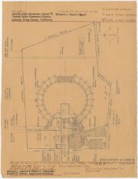 Overview sketch of ring school design. Titled: "Central Union Elementary School #2" "Richard J. Neutra school"