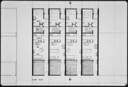 Housing for the Elderly 08, Plan - Group of four Typical One Bedroom Dwelling Units and Gardens