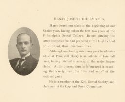 Henry Joseph Thielman (1880-1942), D.D.S.1906, yearbook entry
