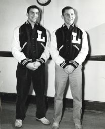 Two students in letterman jackets