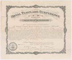 Royal Templars of Temperance Membership Papers.