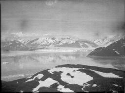 Hubbard Glacier from N.E. end of crest of Haenke Isl. - Also late development of vegetation