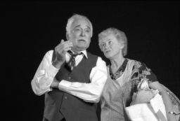 Harold Gould, M.A. '48, Ph.D. '53, and Lea Vernon (a.k.a. Lea Shampanier Gould, B.A. '48, M.A. '53) in a 1997 production of Death of a Salesman.