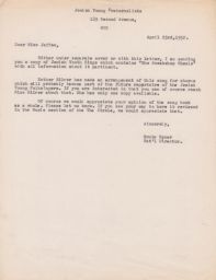 Ernie Rymer to Miss Jaffee about Song Book, April 1952 (correspondence)