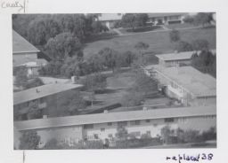 Airview of triangular court in Baldwin Hills Village.