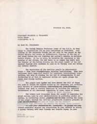 Albert E. Kahn and Rubin Saltzman to President Roosevelt Congratulating him on Re-Election, November 1944 (correspondence)