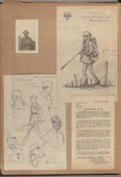 Drawings and photo of soldiers