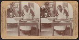 Woman rolling bread and making pies.