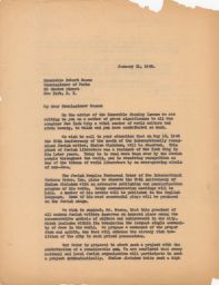 Rubin Saltzman to Robert Moses Regarding Sholem Aleichem Monument, January 1946 (correspondence)