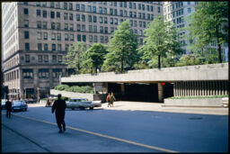 Parking structure's access and exit area. (Mellon Square, Pittsburgh, Pennsylvania, USA)