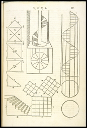 [Demonstration of the Pythagorean theorem and its use in determining the proportions of stairs] (from Vitruvius, On Architecture)