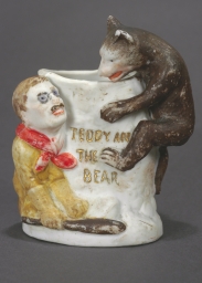 Theodore Roosevelt Teddy And The Bear Caricature Ceramic Vase, ca. 1904