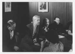 Bruce Voeller being interviewed at the 1973 APA Press Conference with Frank Kameny and Ron Gold by his side