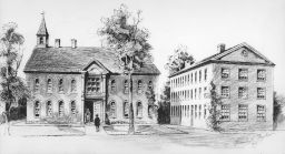 Fourth Street Campus, College of Philadelphia: Academy/College Building (built 1740) and Dormitory/Charity School (built 1762), exterior