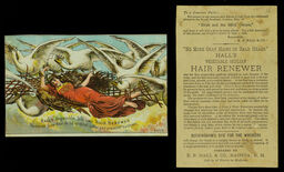 Hall's Vegetable Sicilian Hair Renewer trade card (recto and verso)