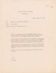 Louis Lipsky to Members of the Interim Committee about Upcoming Meeting, October 1948 (correspondence)